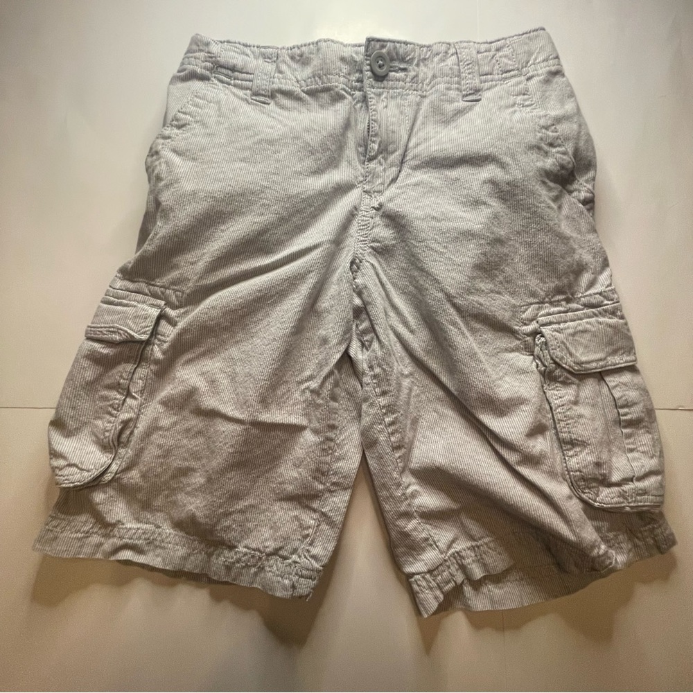 Boys Cargo Shorts 100% Cotton Gray Striped Urban Pipeline Size 10